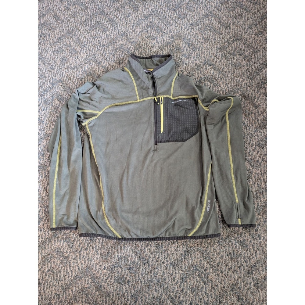 Eddie Bauer First Ascent FreeHeat Mens M 1/4 Zip Pullover Olive Green Hiking Top